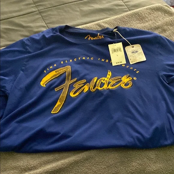 Fender Royal Blue Tee with Gold Script - Picture 5 of 6